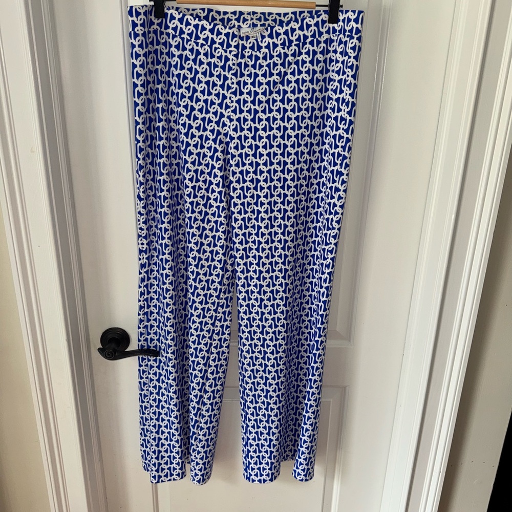 Jude Connally Blue and White Wide Leg Pants